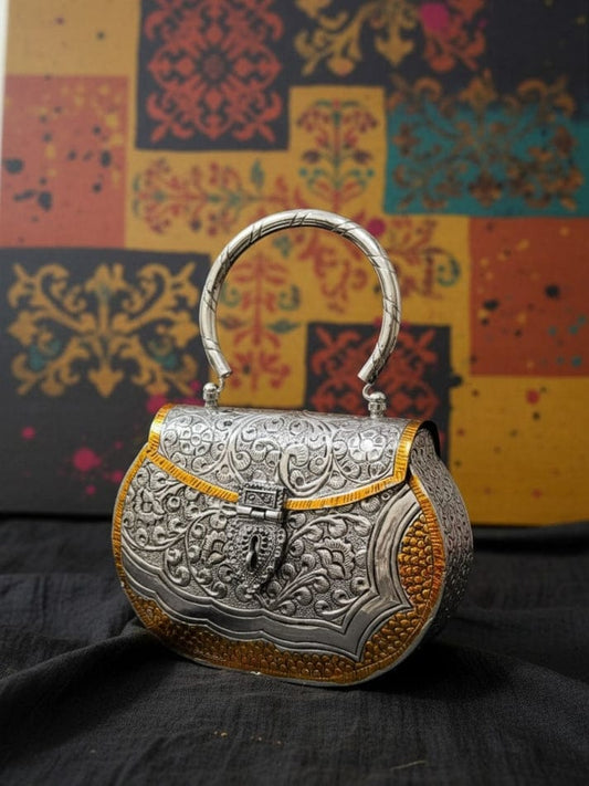 Handcrafted Metallic Brass Clutch