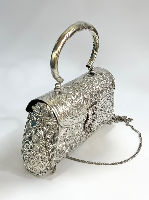 Vintage Inspired Handmade Silver Brass Clutch