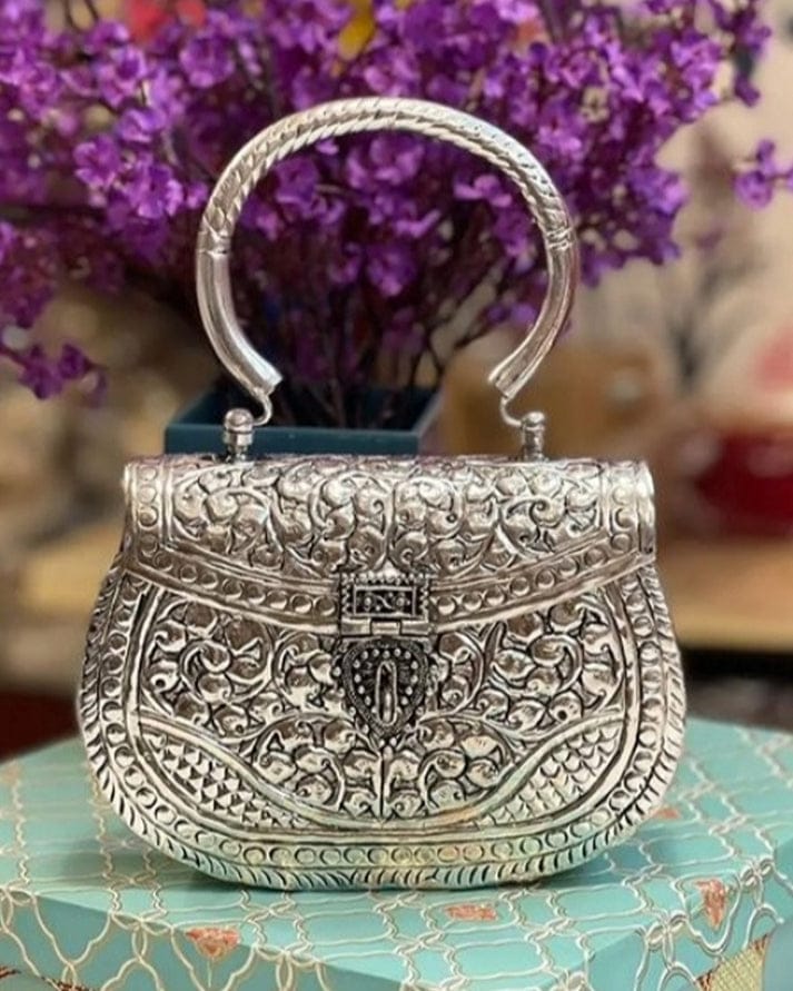 Antique Silver Handcrafted Clutch Bag
