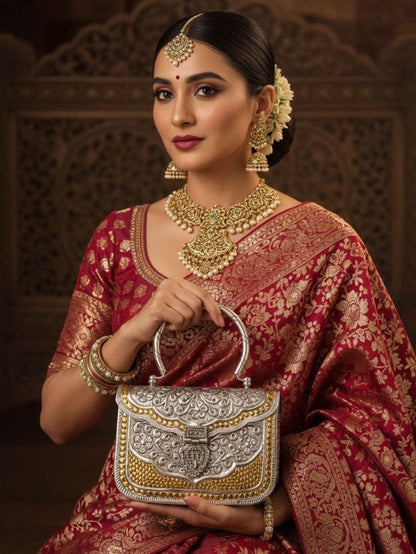 Elegant Bridal Handbag Silver-Gold