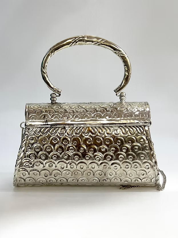 Vintage Inspired Handmade Silver Brass Clutch