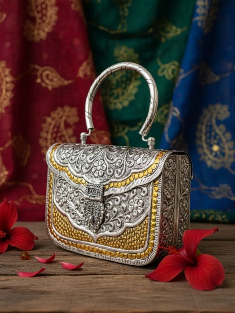 Elegant Bridal Handbag Silver-Gold